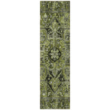 Homeroots 8' Runner Olive Green And Dark Green Oriental Washable Non Skid Indoor Outdoor Runner Rug Olive Polyester 563773