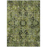 Homeroots 3' X 5' Olive Green And Dark Green Oriental Washable Non Skid Indoor Outdoor Area Rug Olive Polyester 563775