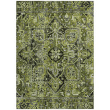 Homeroots 3' X 5' Olive Green And Dark Green Oriental Washable Non Skid Indoor Outdoor Area Rug Olive Polyester 563775