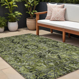 Homeroots 8' X 10' Olive Green And Dark Green Oriental Washable Non Skid Indoor Outdoor Area Rug Olive Polyester 563778