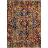 Homeroots 5' X 8' Red Orange And Blue Oriental Washable Non Skid Indoor Outdoor Area Rug Paprika Polyester 563785