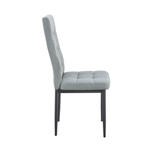 English Elm Linen Tufted Dining Chairs Set of 4 — Upholstered Padded Seats, Metal Legs, 330lb Capacity, Gray Elegance N752P190530G