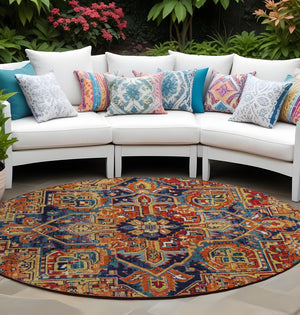 Homeroots 8' Runner Artichoke Green Oriental Washable Rug - Stylish Stain Resistant Non-skid For Indoors & Outdoors 8' Round Polyester 563786