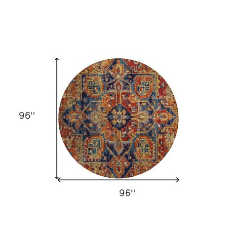 Homeroots 8' Runner Artichoke Green Oriental Washable Rug - Stylish Stain Resistant Non-skid For Indoors & Outdoors 8' Round Polyester 563786