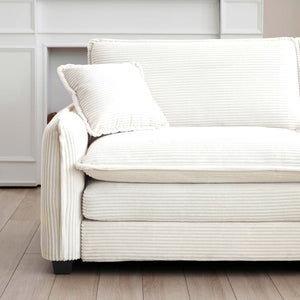 English Elm Oversize L-Shaped Sectional Sofa With Ottoman - Plush White Corduroy, Stylish Comfort For Any Room W714S00690-GIGA