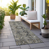 Homeroots 8' Runner Taupe And Dark Taupe Oriental Washable Non Skid Indoor Outdoor Runner Rug Taupe Polyester 563791