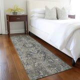 Homeroots 8' Runner Taupe And Dark Taupe Oriental Washable Non Skid Indoor Outdoor Runner Rug Taupe Polyester 563791