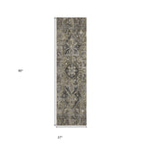 Homeroots 8' Runner Taupe And Dark Taupe Oriental Washable Non Skid Indoor Outdoor Runner Rug Taupe Polyester 563791