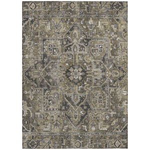 Homeroots 5' X 8' Taupe And Dark Taupe Oriental Washable Non Skid Indoor Outdoor Area Rug Taupe Polyester 563794