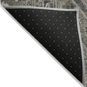 HomeRoots 5' Timeless Artichoke Green Oriental Area Rug - Washable, Non-Skid, Indoor/Outdoor Versatility 8' Round 563795