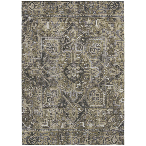 Homeroots 8' X 10' Taupe And Dark Taupe Oriental Washable Non Skid Indoor Outdoor Area Rug Taupe Polyester 563796