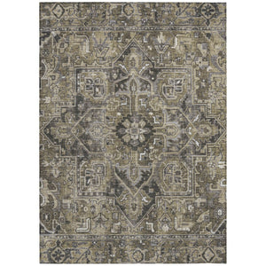 HomeRoots 5' Timeless Artichoke Green Oriental Area Rug - Washable, Non-Skid, Indoor/Outdoor Versatility 10' X 14' 563798