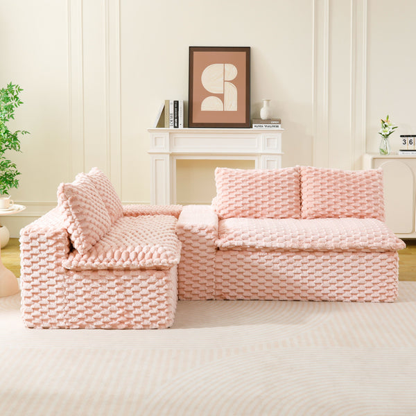 English Elm Luxury Turtle Velvet Multifunctional Sofa - Convertible 4-Seat Modular Design, Plush Sponge Comfort W3371S00031