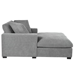 English Elm Mirod Oversized Chaise Lounge with Birch Legs Pillow Back Polyester Upholstered Seating Gray N760P196662E