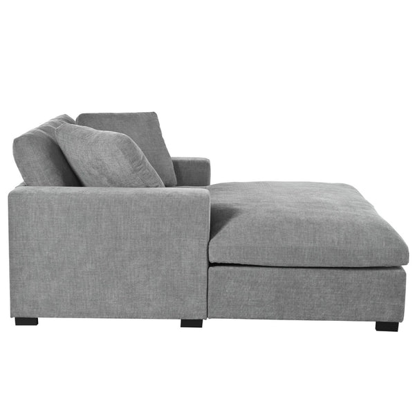 English Elm Mirod Oversized Chaise Lounge with Birch Legs Pillow Back Polyester Upholstered Seating Gray N760P196662E