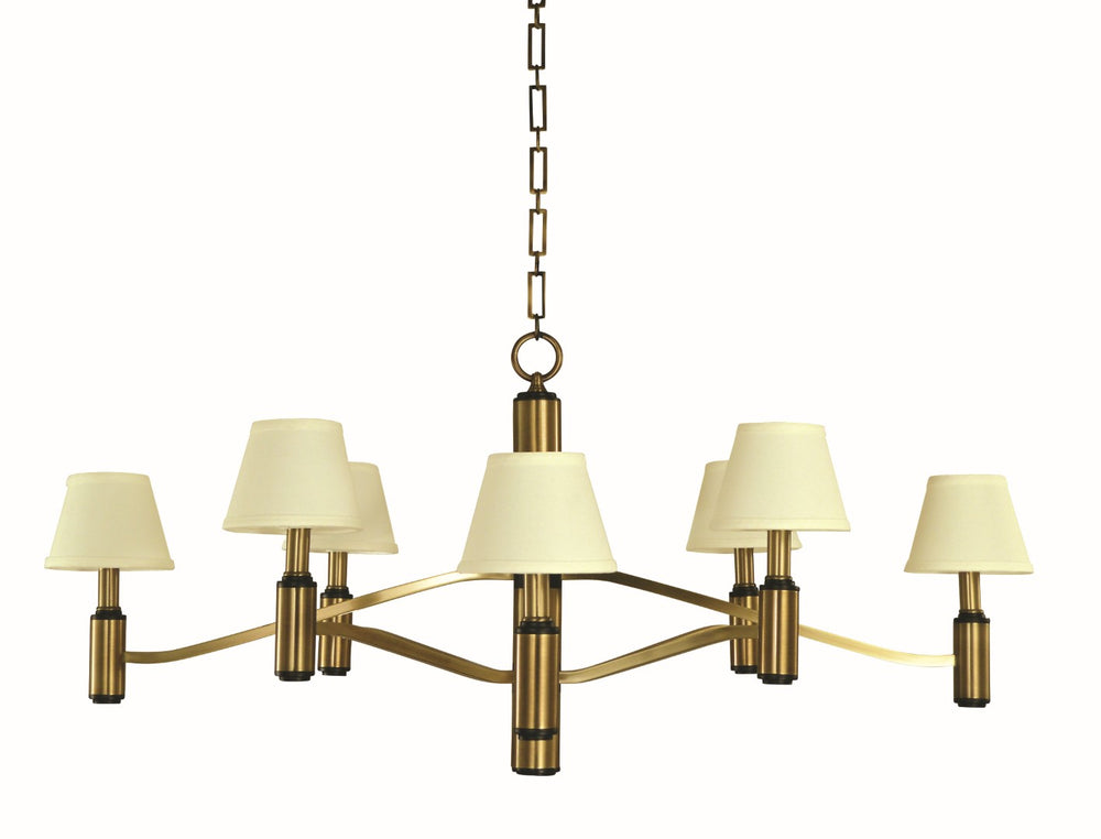 Framburg 8-light Elegant Antique Brass Chandelier With Matte Black Accents And Off-white Hardback Shade Antique Brass And Matte Black Metal 5638 Ab/Mblack
