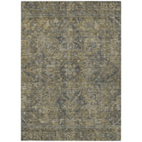 Homeroots 3' X 5' Dark Moss Green And Gray Oriental Washable Non Skid Indoor Outdoor Area Rug Chocolate Polyester 563802