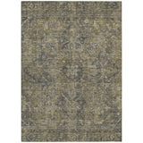 Homeroots 3' X 5' Dark Moss Green And Gray Oriental Washable Non Skid Indoor Outdoor Area Rug Chocolate Polyester 563802