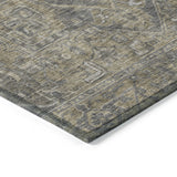 Homeroots 3' X 5' Dark Moss Green And Gray Oriental Washable Non Skid Indoor Outdoor Area Rug Chocolate Polyester 563802