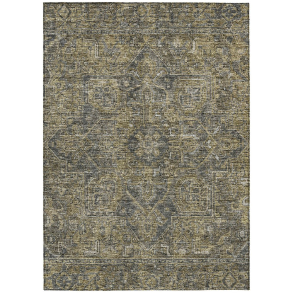 HomeRoots 5' Gray Oriental Area Rug - Stylish, Washable Design for Indoor and Outdoor High-Traffic Spaces 5' X 8' 563803