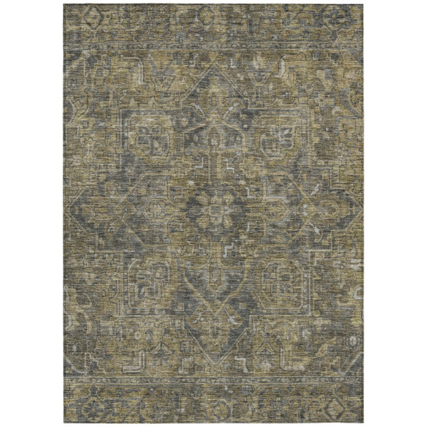 HomeRoots 5' Gray Oriental Area Rug - Stylish, Washable Design for Indoor and Outdoor High-Traffic Spaces 5' X 8' 563803