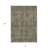 Homeroots 8' X 10' Dark Moss Green And Gray Oriental Washable Non Skid Indoor Outdoor Area Rug Chocolate Polyester 563805