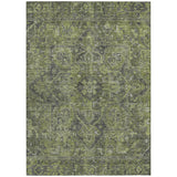 Homeroots 3' X 5' Moss Green And Gray Oriental Washable Non Skid Indoor Outdoor Area Rug Green Polyester 563811