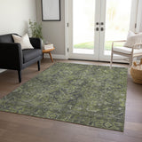 Homeroots 3' X 5' Moss Green And Gray Oriental Washable Non Skid Indoor Outdoor Area Rug Green Polyester 563811