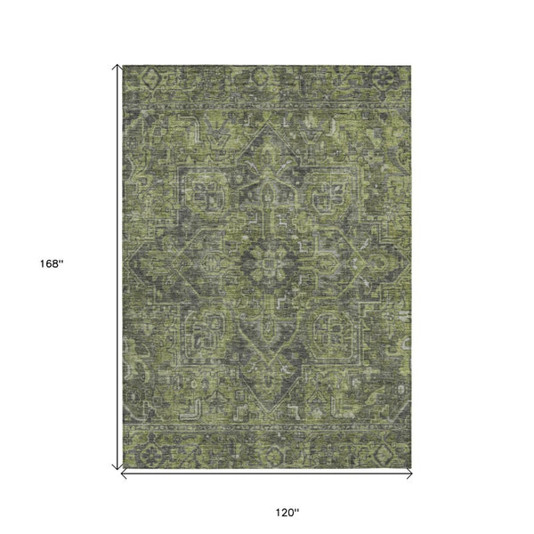 HomeRoots 5' Gray Oriental Area Rug - Stylish, Washable Design for Indoor and Outdoor High-Traffic Spaces 10' X 14' 563816