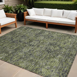 Homeroots 10' X 14' Moss Green And Gray Oriental Washable Non Skid Indoor Outdoor Area Rug Green Polyester 563816