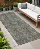 Homeroots 8' Runner Brown And Black Oriental Washable Non Skid Indoor Outdoor Runner Rug Mocha Polyester 563818