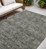 Homeroots 5' X 8' Brown And Black Oriental Washable Non Skid Indoor Outdoor Area Rug Mocha Polyester 563821