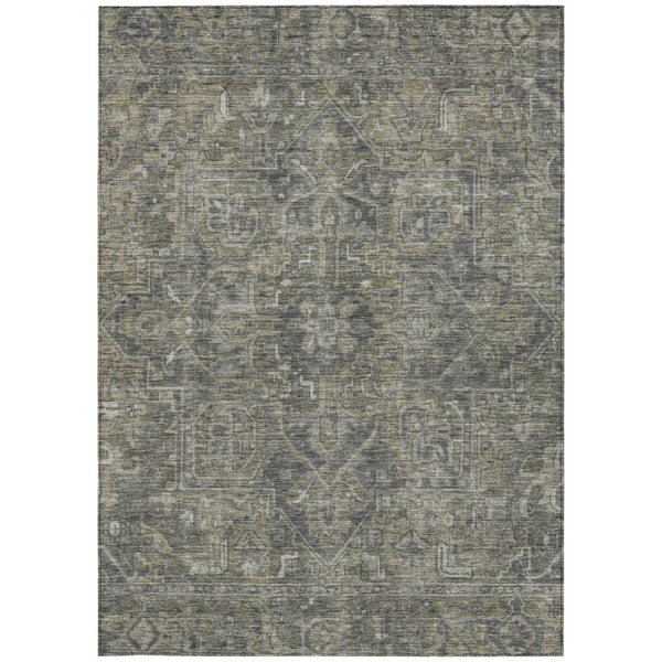 HomeRoots 5' Gray Oriental Area Rug - Stylish, Washable Design for Indoor and Outdoor High-Traffic Spaces 8' X 10' 563823