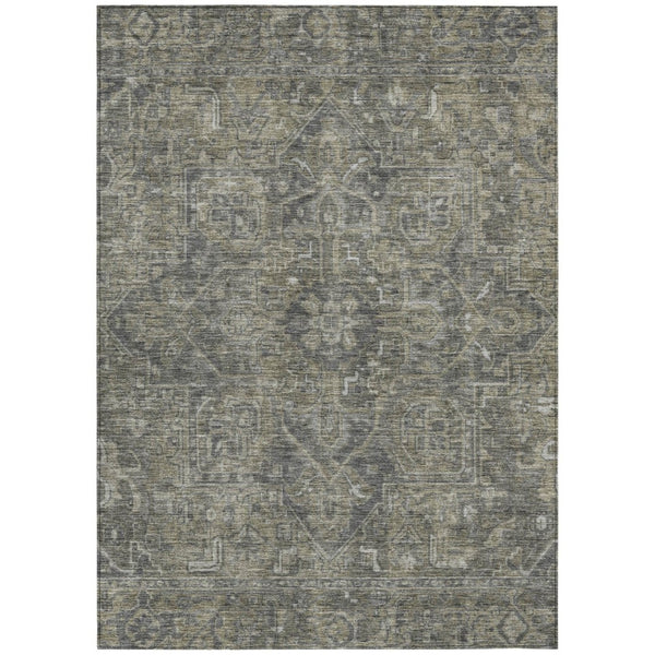 HomeRoots 5' Gray Oriental Area Rug - Stylish, Washable Design for Indoor and Outdoor High-Traffic Spaces 8' X 10' 563823