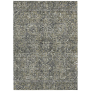Homeroots 8' X 10' Brown And Black Oriental Washable Non Skid Indoor Outdoor Area Rug Mocha Polyester 563823