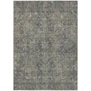 Homeroots 9' X 12' Brown And Black Oriental Washable Non Skid Indoor Outdoor Area Rug Mocha Polyester 563824