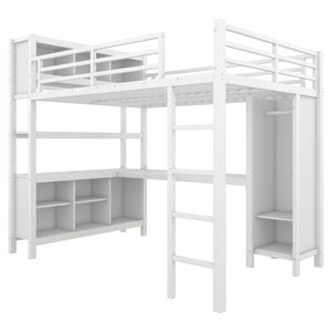 English Elm Metal Loft Bed With L-Shaped Desk & Ample Storage - Full-Size Heavy Duty Bed For Kids & Teens W1580S00067