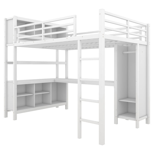 English Elm Metal Loft Bed With L-Shaped Desk & Ample Storage - Full-Size Heavy Duty Bed For Kids & Teens W1580S00067