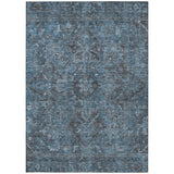 Homeroots 5' X 8' Navy And Black Oriental Washable Non Skid Indoor Outdoor Area Rug Navy Polyester 563830