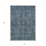 Homeroots 5' X 8' Navy And Black Oriental Washable Non Skid Indoor Outdoor Area Rug Navy Polyester 563830