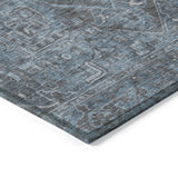 Homeroots 5' X 8' Navy And Black Oriental Washable Non Skid Indoor Outdoor Area Rug Navy Polyester 563830