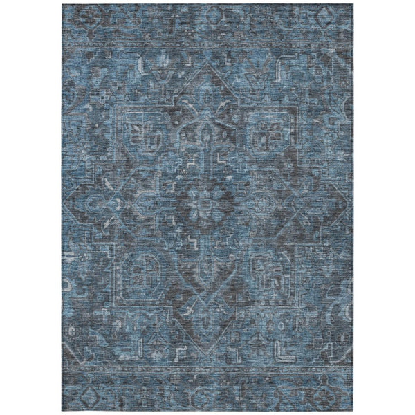 HomeRoots 5' Gray Oriental Area Rug - Stylish, Washable Design for Indoor and Outdoor High-Traffic Spaces 9' X 12' 563833