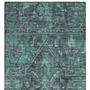Homeroots 8' Runner Turquoise Oriental Washable Non Skid Indoor Outdoor Runner Rug Turquoise Polyester 563845