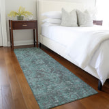 Homeroots 8' Runner Turquoise Oriental Washable Non Skid Indoor Outdoor Runner Rug Turquoise Polyester 563845