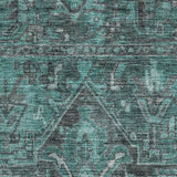 Homeroots 8' Runner Turquoise Oriental Washable Non Skid Indoor Outdoor Runner Rug Turquoise Polyester 563845