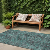 Homeroots 8' Runner Turquoise Oriental Washable Non Skid Indoor Outdoor Runner Rug Turquoise Polyester 563845