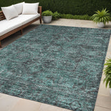 Homeroots 5' X 8' Turquoise Oriental Washable Non Skid Indoor Outdoor Area Rug Turquoise Polyester 563848