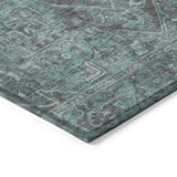 Homeroots 5' X 8' Turquoise Oriental Washable Non Skid Indoor Outdoor Area Rug Turquoise Polyester 563848