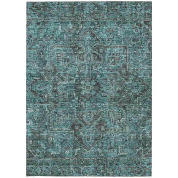 HomeRoots 5' Gray Oriental Area Rug - Stylish, Washable Design for Indoor and Outdoor High-Traffic Spaces 5' X 8' 563848