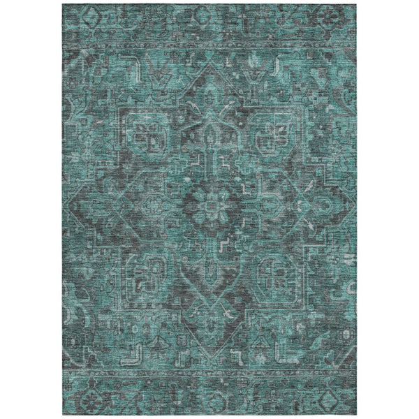 HomeRoots 5' Gray Oriental Area Rug - Stylish, Washable Design for Indoor and Outdoor High-Traffic Spaces 8' X 10' 563850